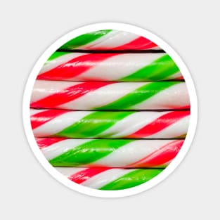 Green and Red Candy Cane Christmas Candies Photograph Magnet